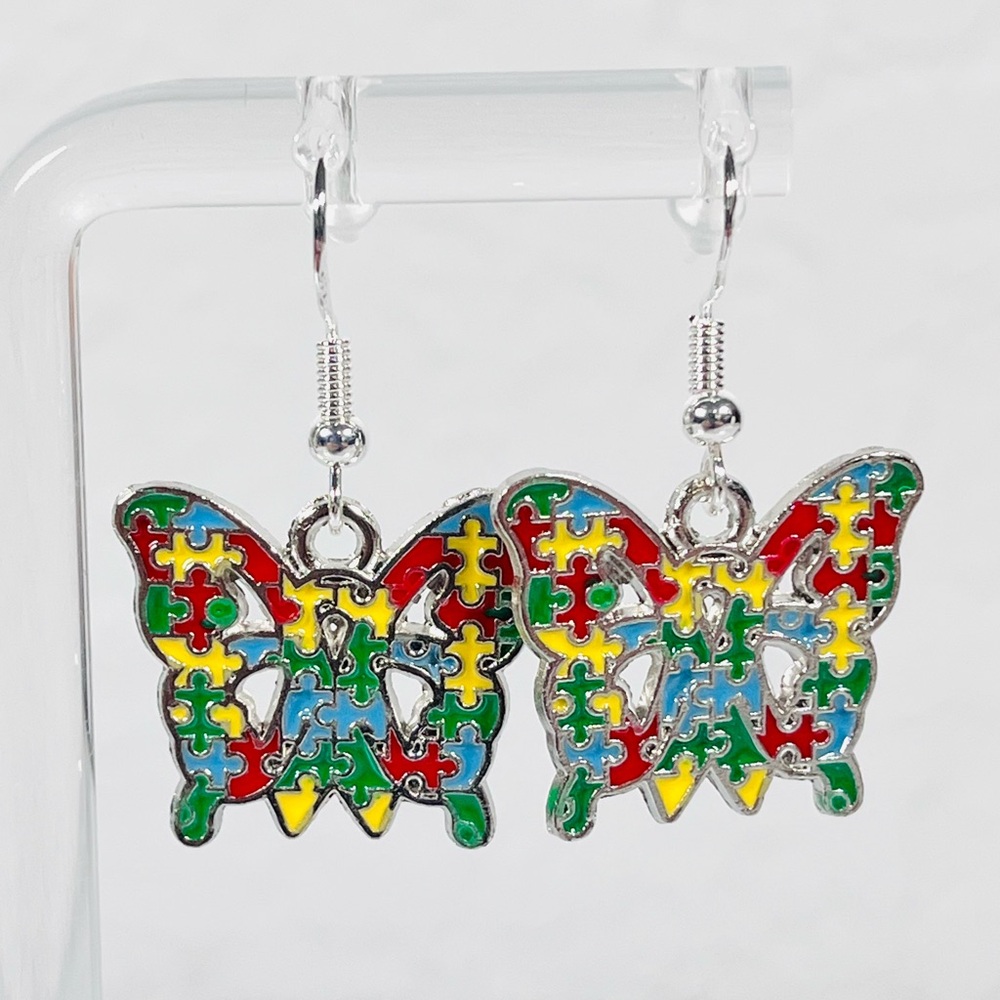 4/$20 Autism Butterfly Puzzle Earrings
